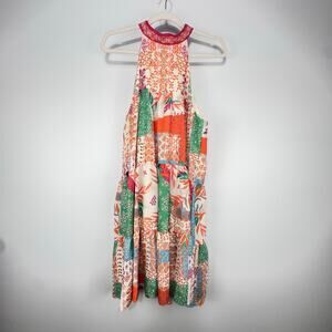 Flying Tomato Dress Large Patchwork Halter Floral Artsy Eclectic Feminine Flowy